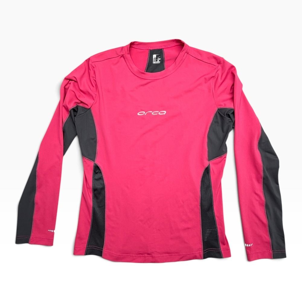 Orca Womens Pink Grey Mesh Panel Long Sleeve Athletic Training Top Size M NHS09